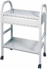 Stainless Steel Surgery Trolley (NS) F5581-199.50 Top shelf with guard lip on 3 sides and drop lip on front. Bottom shelf for storage of equipment.
