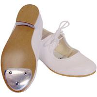 Vinyl Tap Shoe Low Heel (to order) This tap shoe is vinyl and features a low ¾" heel and a fitted toe tap. White 5J - 8 15.