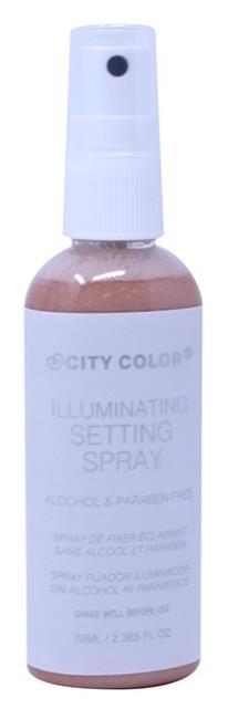 Dewy finish Light shimmer spray Enriched with vitamins Paraben free How To: Spray all over face after makeup