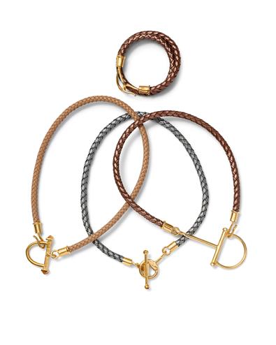 EQUESTRIAN LEATHERS Spring/Summer 9 Lasso and hook double wrap bracelet LB-G Stirrup and hook necklace with square cut cabochon details 8 FSLN-G Snaffle toggle braided leather