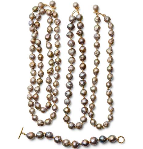 TAUPE BAROQUE FRESHWATER PEARLS WITH GOLDEN KNOTTING Spring/Summer 9