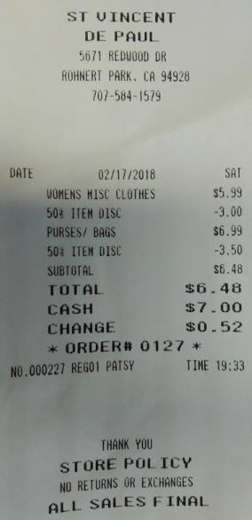 Consumer Science $40 Purchased - Receipt