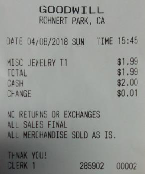 Garage sale receipts may be hand written.
