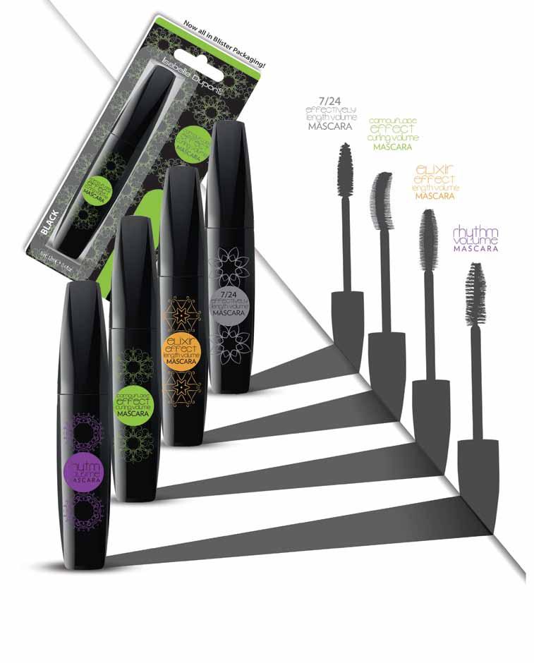 EYES VOLUME MASCARAS This range of Volume Mascaras with innovative brushes are for all types of lashes making them curl, lengthen and volumize for a full and