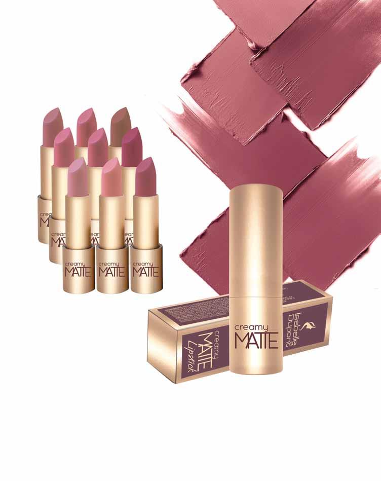 LIPS CL02 CL05 CL03 CL08 CL06 CL09 CL07 CL04 CL01 CREAMY MATTE LIPSTICK MAGNETIC CLOSURE The formula imparts high-color payoff without dryness,leaving lips soft and comfortable for up to eight hours.