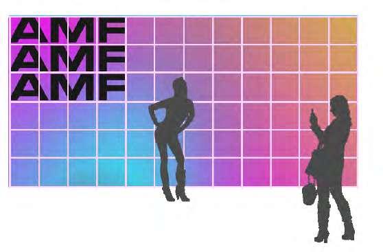04 Gridded Wall Backdrop Art Installation A paneled wall with the branded AMF concert colors can be
