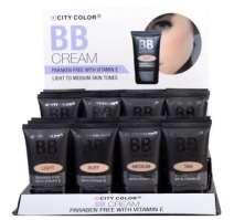 4 color ways per display / 2 displays total BB Cream (F-0048, F-0048A, F-0048B) City Color BB Cream is newly reformulated to create a smooth finish that is non-greasy.