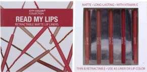 Includes 1 Matte Bronzer and 1 Matte Lipstick Deep Brick Matte Lipstick Rich Pigmented Mattte Bronzer 48 Pieces Per Case Read My Lips (G-0115) Create the perfect pair of lips with these retractable