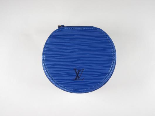 LOUIS VUITTON Prussian Blue Epi Leather Ecrin Jewelry Case Sold in one day for $249.