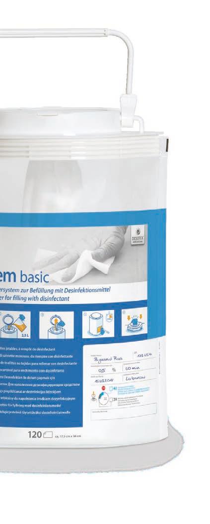 SURFACE DISINFECTION WIPE SYSTEMS SIMPLY ECONOMICAL Only 15 min pre-soaking time through Quick-Start technology 1 Less waste due to 50 % longer standing time 1 Disposable system: no