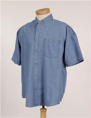 Features a button down collar, central pleated yoke back with loop, two-button cuff and left chest pock WHITE, GRAY, FRENCH BLUE $29.50 EXTENDED SIZES $32.