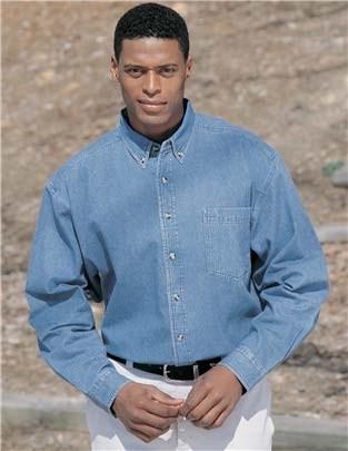 Short sleeves, left chest pocket with button, yoke back and button-down collar LIGHT INDIGO $27.65 EXTENDED SIZES $30.
