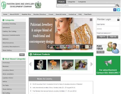 E-Commerce Web Portal Updates E-Commerce Portal launched by Pakistan Gems and Jewellery Development Company is getting overwhelming response from the Gems & Jewellery Sector of Pakistan.