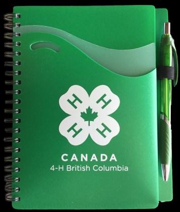 00/each White plastic 1.5 3-ring Binder with 4-H BC logo.