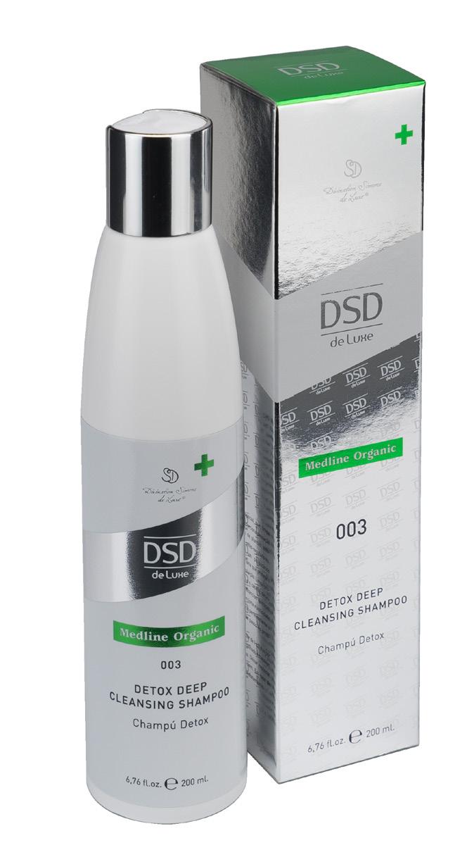 003 DETOX DEEP CLEANSING SHAMPOO 1-3 7 days 2 minuts Rinse This shampoo contains a complex of active ingredients, plant extracts, exfoliants and sebum-regulating ingredients providing a pleasant