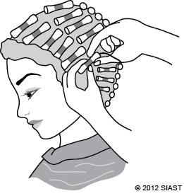 Figure 2 When checking the process of the curl, the hair should be unwound without pulling or stretching the hair. Figure 3 Make test curls every three minutes following application.
