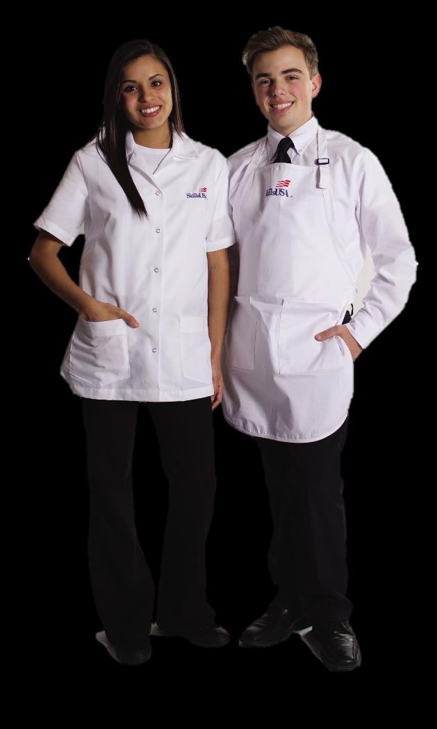 Class F: Cosmetology/Esthetics/Nail Care Attire For Men: Official SkillsUSA white dress shirt; black dress