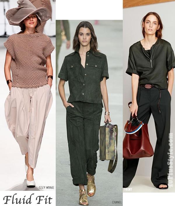 Fluid Fit Those who like comfort will love the fluid fit trend. Clothes are not oversized but are bigger than tailored looks.