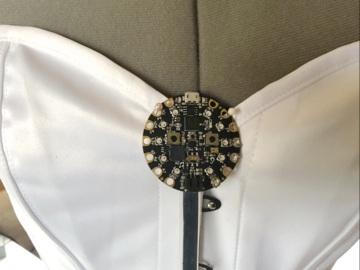 Pin the Circuit Playground to the center front of the corset.