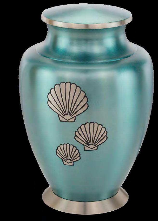 Shells of the Sea Urns Aqua finish accented with