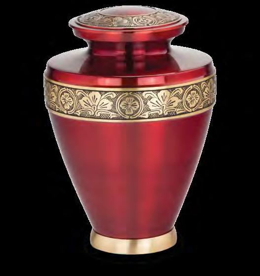Umbria & Carmina Urns Deep colors contrast with engraved bands in gold. Solid brass. Umbria E MII-108 10.