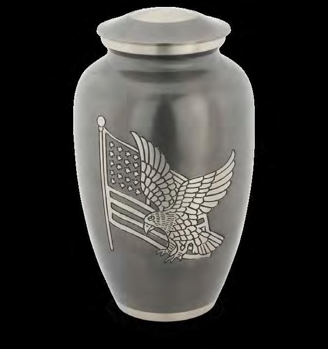American Pride Urns The American Eagle and Flag stand out against the stately gray background of this