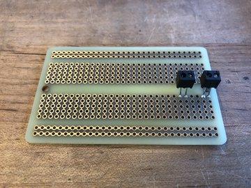 You can build this on a breadboard for testing; ultimately we'll solder it onto an Adafruit Perma Proto board.