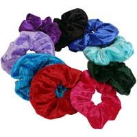 Velvet Hair Scrunchies Velvet scrunchies in colours to match the Suzie Vel 1 but why not put them with any outfit. 1. Black, 2. Purple, 3. Lilac, 4. Aqua, 5. Burgundy, 6. Cerise, 7. Bottle Green, 8.
