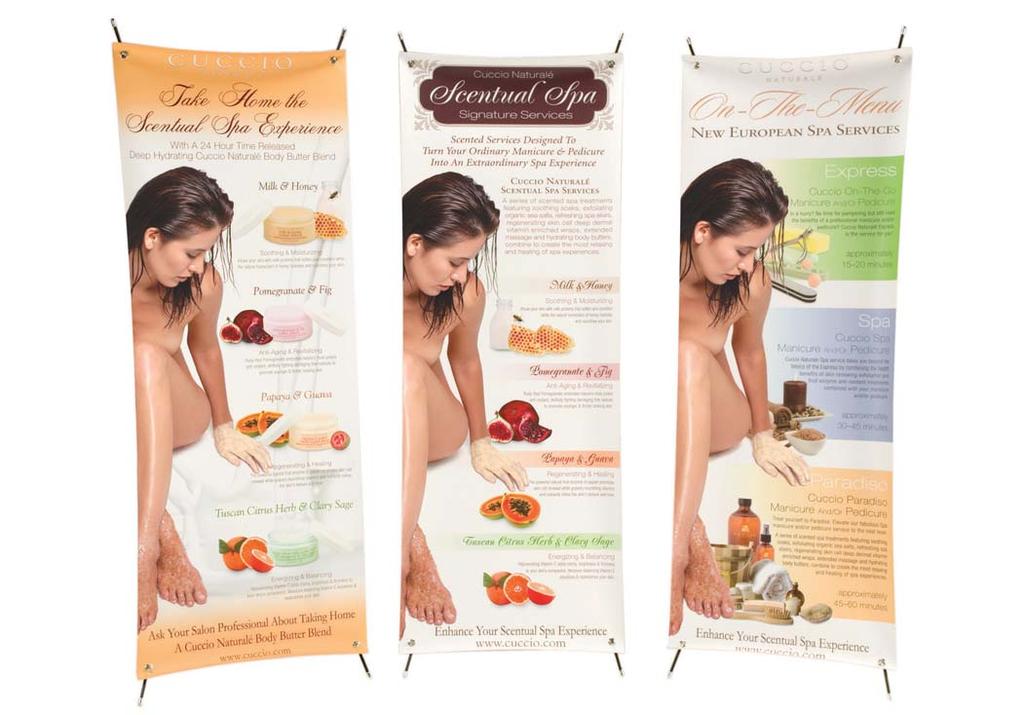 Increase Your Spa Service Income With Our Premium Banner Promotional Program Get one banner FREE when you buy a Scentual Spa Kit and Hand, Nail & Foot Care Kit, any