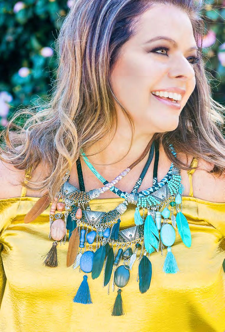 Tribal Queen Collection Nicole is wearing all feathered necklaces available in