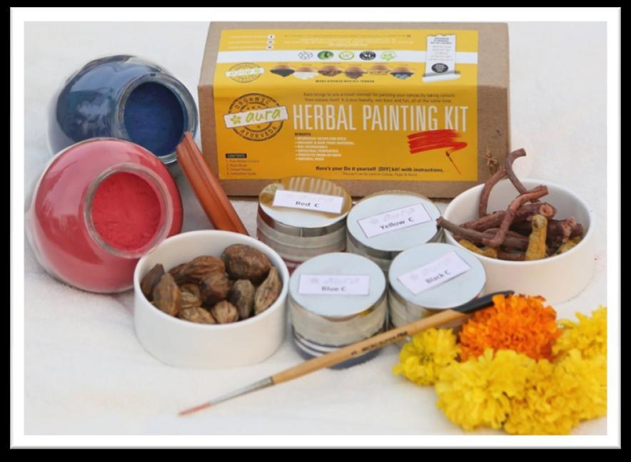 Contents : 4 Herbal colours (red, yellow, blue and black) Neutral (natural gum paste) Paint brush Colour