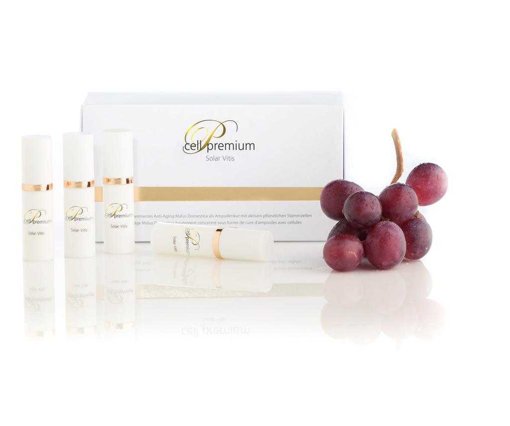 Solar Vitis High Concentrate Highly concentrated extract from grape stem cells Properties Protects skin stem cells against UV exposure and the resulting light-induced aging of the skin Increases