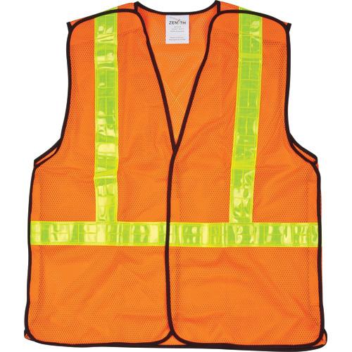 00 5-Point Tear-Away Traffic Safety Vest 99Lightweight and comfortable fluorescent orange sports mesh knit fabric provides daytime visibility 992 yellow reflective stripes 99Bright reflective