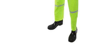 hood - Adjustable snap closures on wrist and ankles - " Reflective tape for enhanced visibility 40 Hi-Viz ANSI Class Rain Suit - Jacket: 2 flap front pockets with snap closures; Vented cape back for