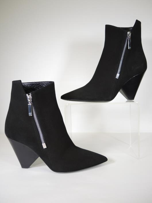 SAINT LAURENT Black Nubuck Suede Niki Wedge Bootie, Size 8 Retailed for $1095, sold in one day for $349.