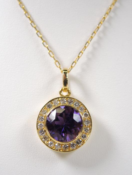 18K YELLOW GOLD, AMETHYST, and DIAMOND Necklace Appraised at $2050, sold in one day for $1000.
