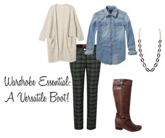 !! You can wear dark brown, tan, or black boots with a versatile heel with everything you own! From dresses and skirts, to any style of pant, a versatile boot keeps you warm and shows off your style.