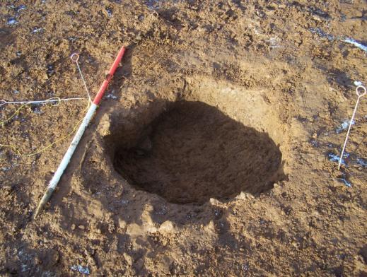 3 Probable post-medieval agricultural activity was encountered in the western end of the excavation area where three possible spade cultivation ridges were identified (Context Nos. 302, 304 and307).