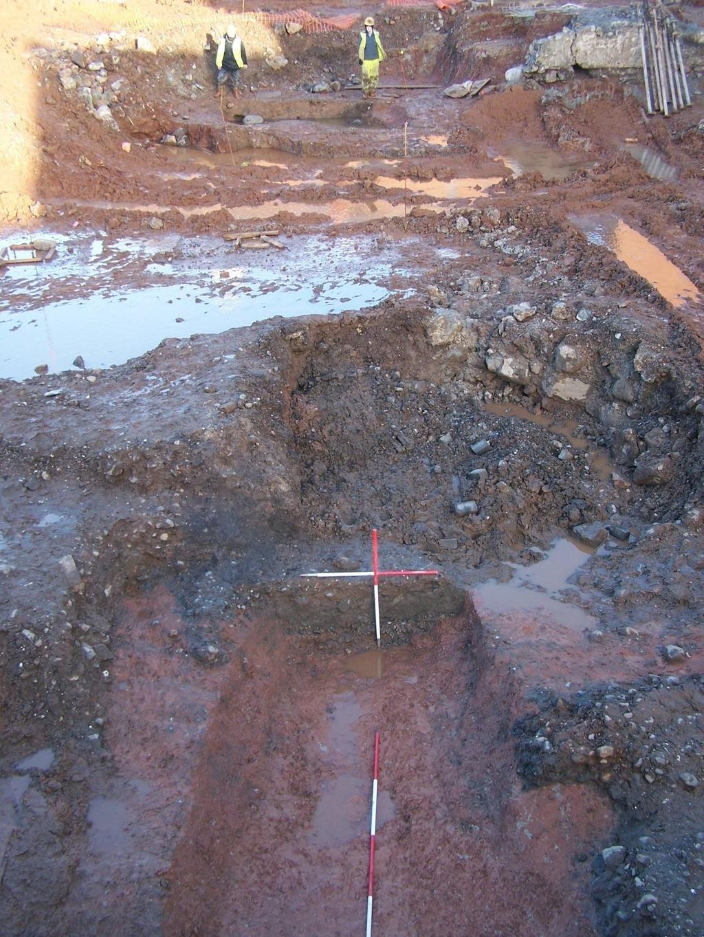 Plate 8. Two. The full extent of the excavated Tudor-period ditch. The image shows the ditch clearly narrowing to the north.