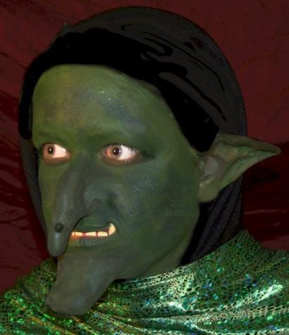 Half-troll: All exposed skin must be bluish-green. Hair should be as dark as possible, black or blue-green. A significant nose prosthetic must be worn.