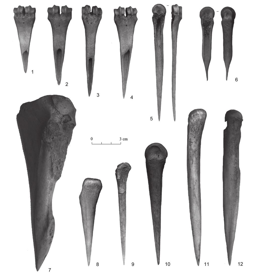 248 Heidi Luik, Mirja Ots, Liina Maldre Fig. 7. Bone awls from the Bronze Age sites of Asva (1-5, 7-12) and Ridala (6).