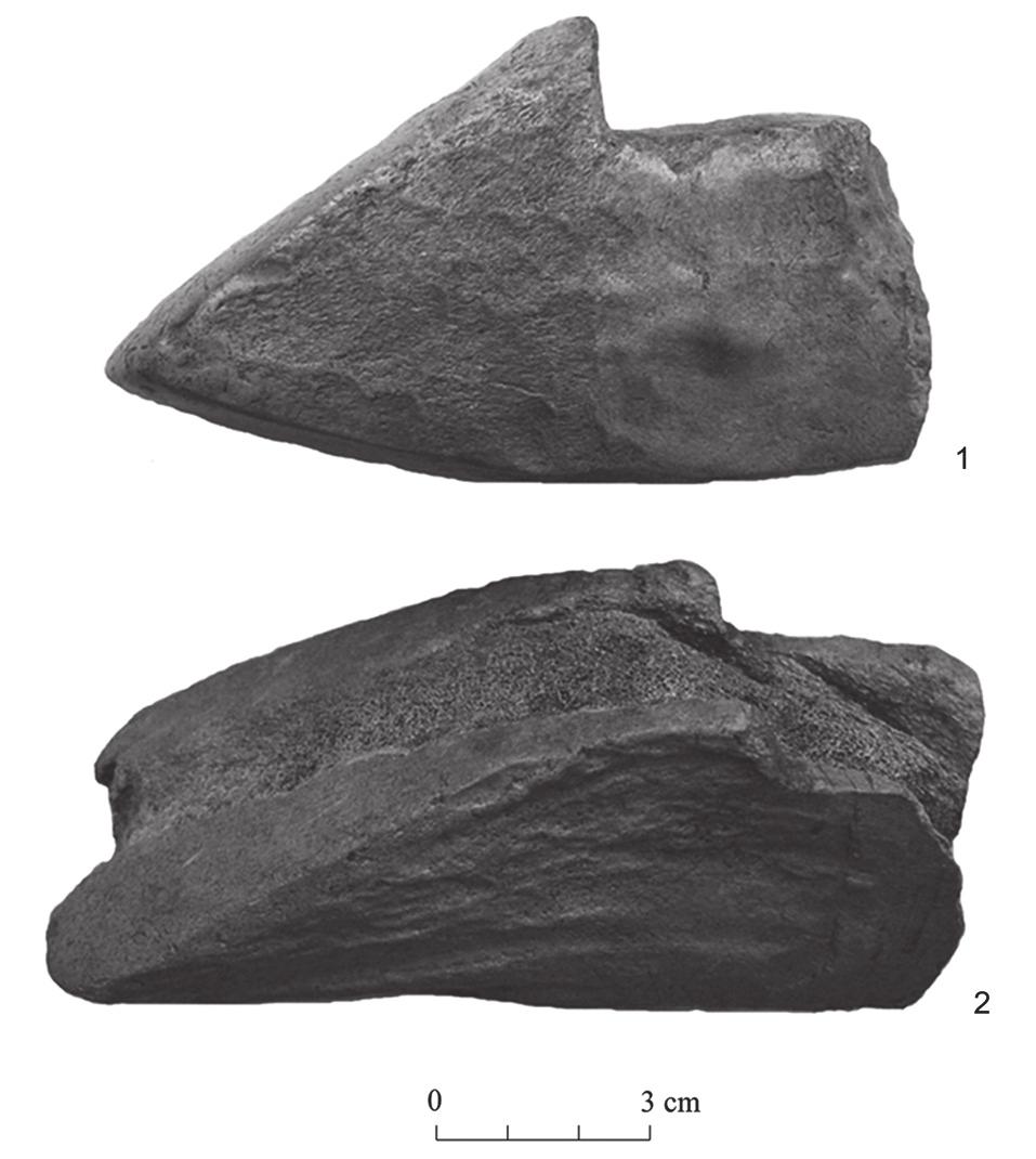 From the Neolithic to the Bronze Age: continuity and changes in bone artefacts in Saaremaa, Estonia 249 Fig. 9. Hoes or ard points made from elk antler from the Bronze Age site of Asva.