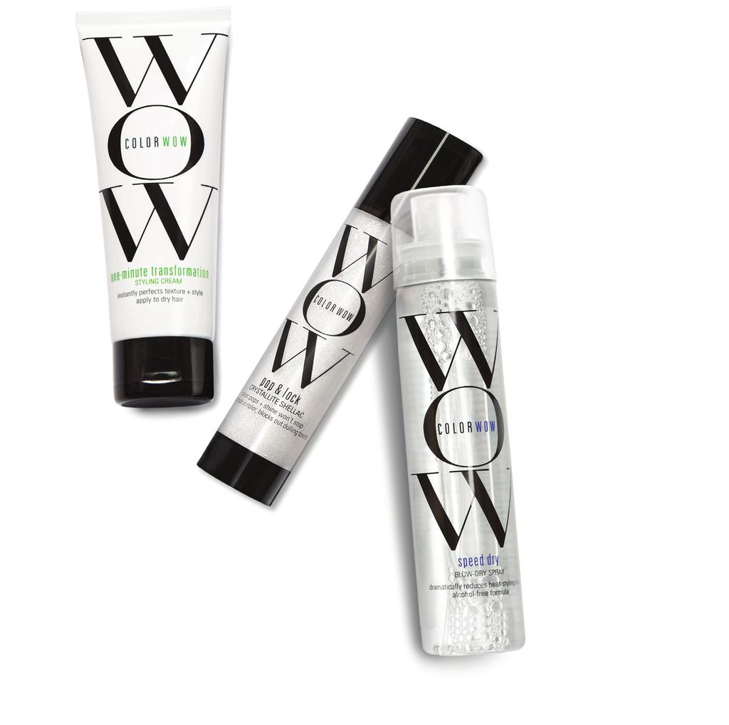 COLOR WOW ONE-MINUTE TRANSFORMATION THE MASHUP: styling + re-moisturising treatment Creates smooth, frizz-free surface and salon blow- out results without wetting the hair.