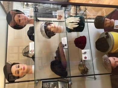 First Level - Gallery 4 The theme of clothing and fashion accessories as a cultural phenomenon continues in Gallery 4. Sandra Bushby donated this collection of ladies' hats and associated artifacts.