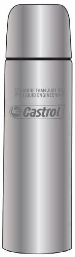 printed 4 colours to 4 panels Order Code: Castrol-Q MOQ: 100 TRAVEL MUG Silver Thermo Mug Castrol logo