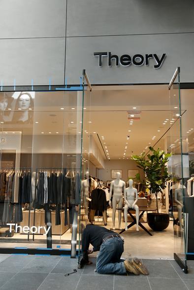 The Theory shop under construction. Photo by Thomas Iannaccone. Such demographics did much to assuage retailers fears. Kors was the first tenant to sign on; Burberry was the first luxury tenant.