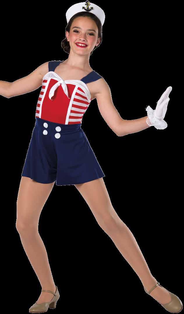18466 Ship To Shore Navy spandex leotard with red/white striped