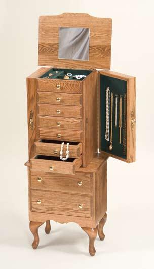 Traditional Jewelry Armoire no. 310 cherry Shown: Acres Stain, Brass Hardware Shaker Jewelry Armoire no.