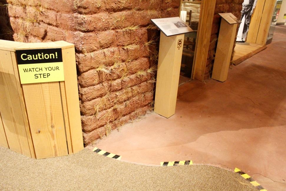 There are areas in this gallery that have a raised floor.