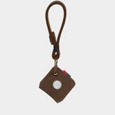 10420 KEY CHAIN HIGH QUALITY TEXTURED LEATHER TILE MATE BLUETOOTH TRACKER / ENGINEERED TILE SLEEVE WITH WINDOW TONAL STRIPED FABRIC LINER BELT LOOP WITH BRANDED METAL SNAP CLOSURE